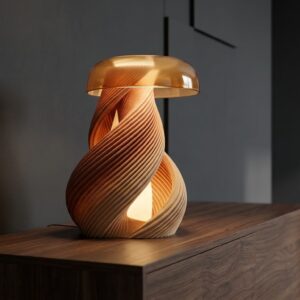 Exklusiv Skulpturell Bordslampa "Twist" (Natur/Bärnsten)