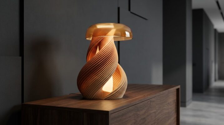 Exklusiv Skulpturell Bordslampa “Twist” (Natur/Bärnsten)