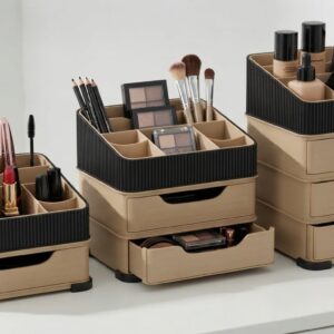 Modulär Sminkförvaring och Kosmetikaorganisatör (Svart/Beige)