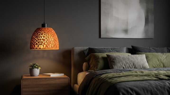 Organisk Voronoi Taklampa i Terrakotta – Stämningsfull Pendellampa